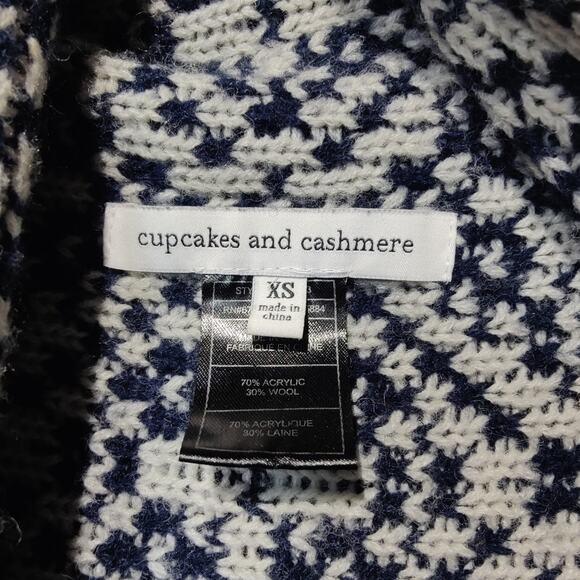 Cupcakes and Cashmere Sz XS Navy Blue Grey Waterfall Sweater Nordic Wool Blend - Picture 3 of 7